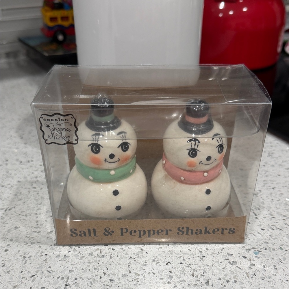 Johanna Parker Snowman Salt & Pepper Shakers - Cream and Black